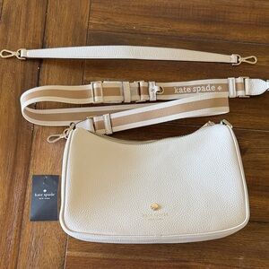 Michael Kors Cream White Leather Wristlet Clutch with Gold Hardware